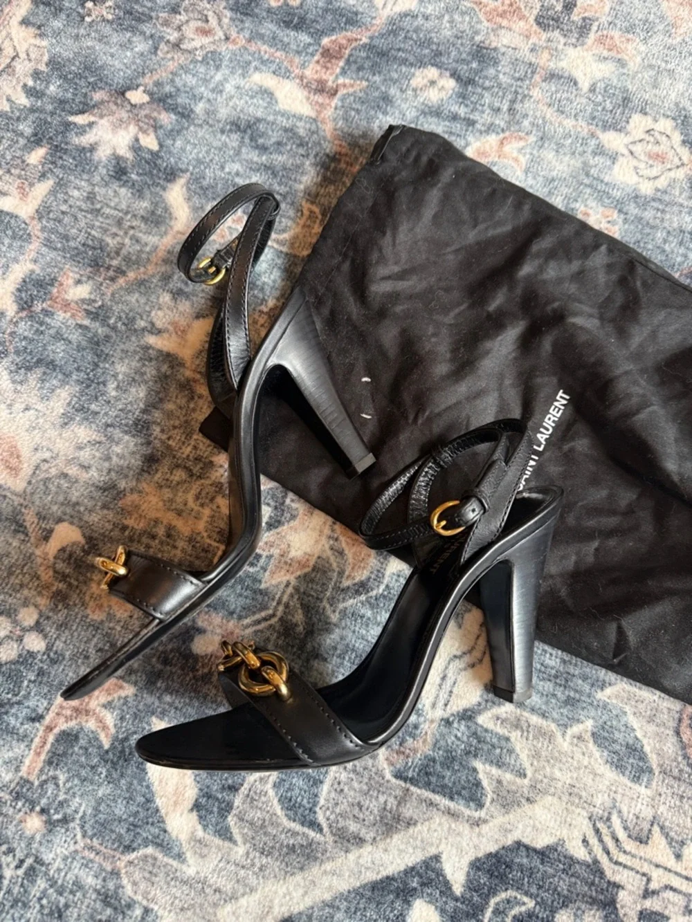 Saint Laurent Le Maillon 95 Sandals in black calf leather.  37.5 - Picture 11 of 14